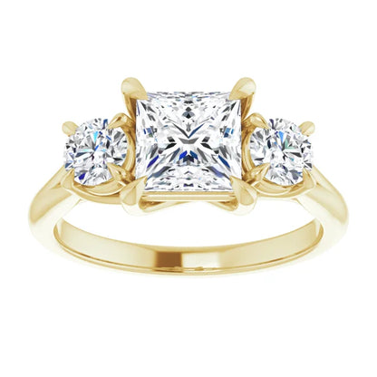 Princess Yellow Gold Accent Engagement Ring