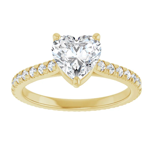 Heart Yellow Gold Claw Set Eternity Style Engagement Ring