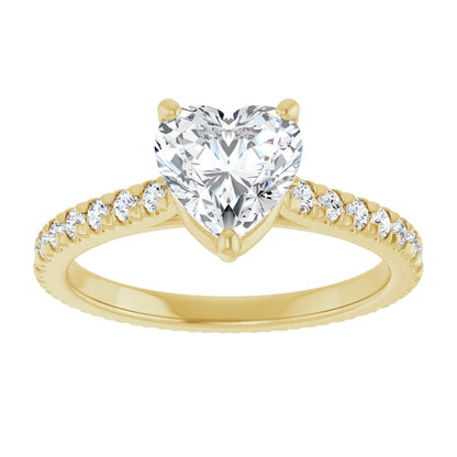 Heart Yellow Gold Claw Set Eternity Style Engagement Ring