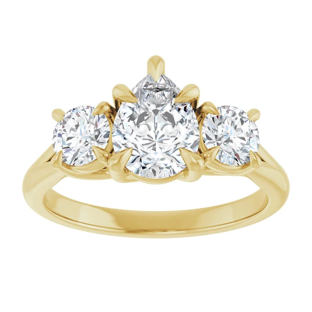 Pear Yellow Gold Accent Engagement Ring