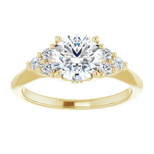 Round Brilliant Yellow Gold Antique Inspired Design Engagement Ring