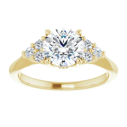 Round Brilliant Yellow Gold Antique Inspired Design Engagement Ring