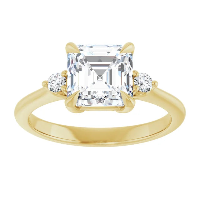 Asscher Yellow Gold Accent Engagement Ring