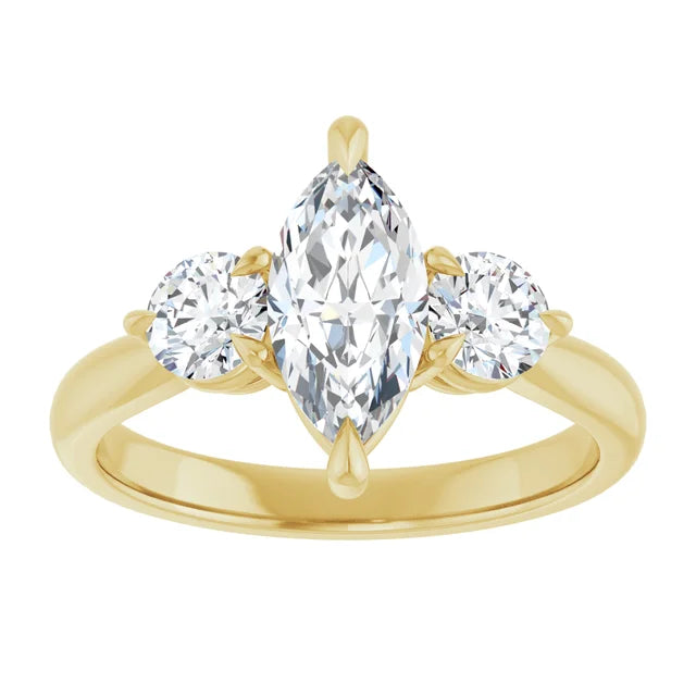 Marquise Yellow Gold Accent Engagement Ring