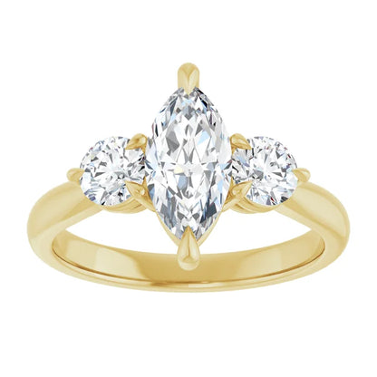 Marquise Yellow Gold Accent Engagement Ring