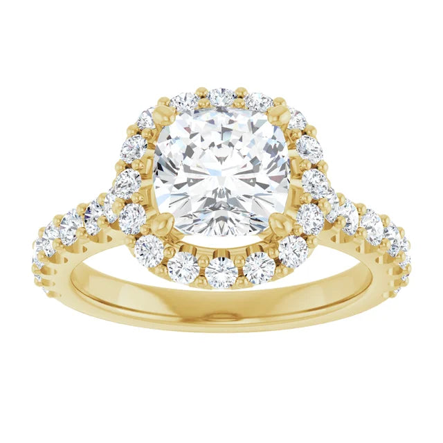 Cushion Halo Yellow Gold Style Engagement Ring