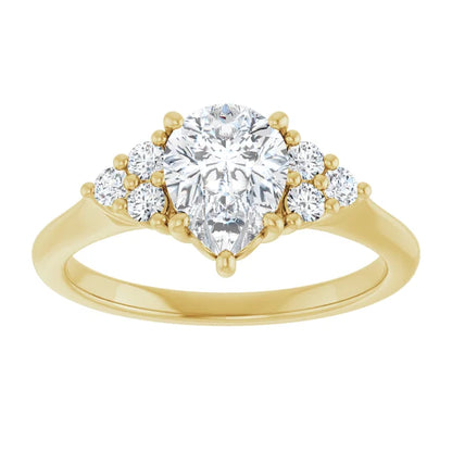 Pear Yellow Gold Antique Inspired Design Engagement Ring