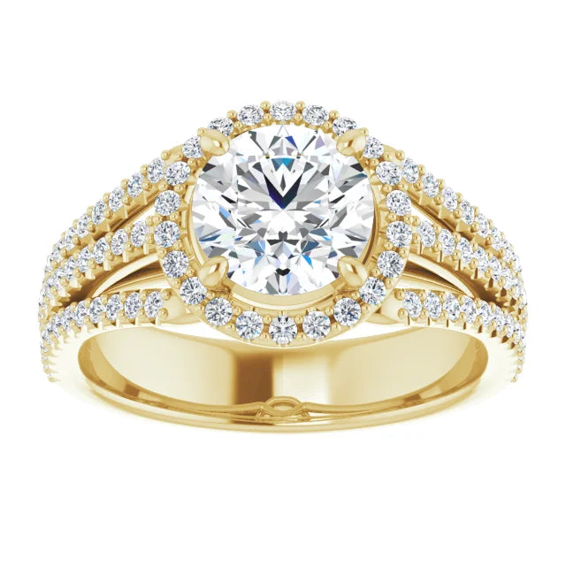 Round Brilliant Yellow Gold Halo Style Engagement Ring