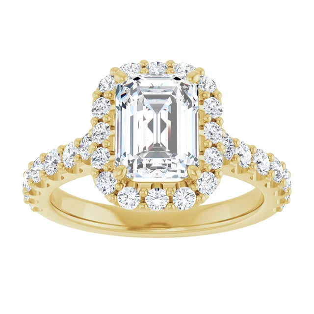 Emerald Halo Yellow Gold Style Engagement Ring
