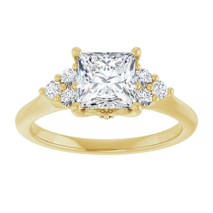Princess Yellow Gold Antique Inspired Design Engagement Ring