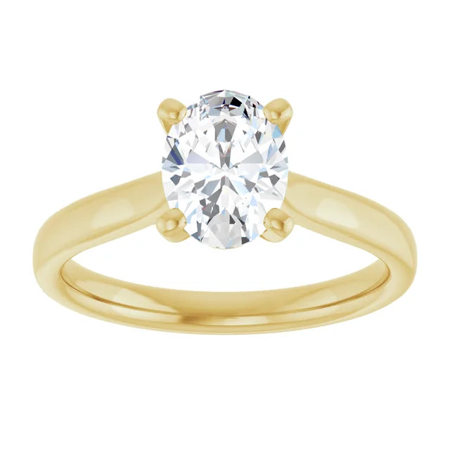 Four Claw Yellow Gold Oval Solitaire Engagement Ring