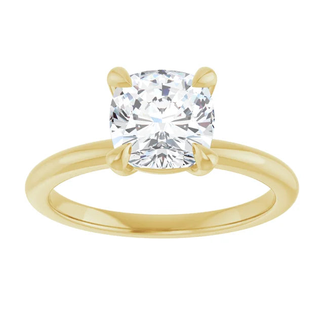 Cushion Yellow Gold Solitaire Engagement Ring