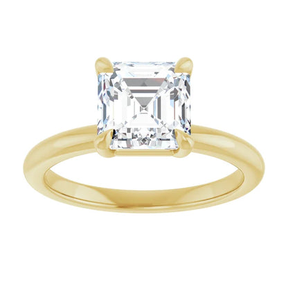 Asscher Yellow Gold Solitaire Engagement Ring