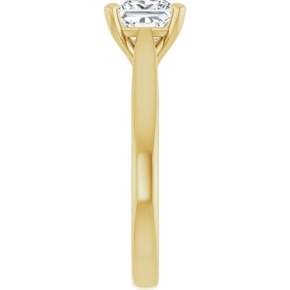 Four Claw Yellow Gold Princess Solitaire Engagement Ring