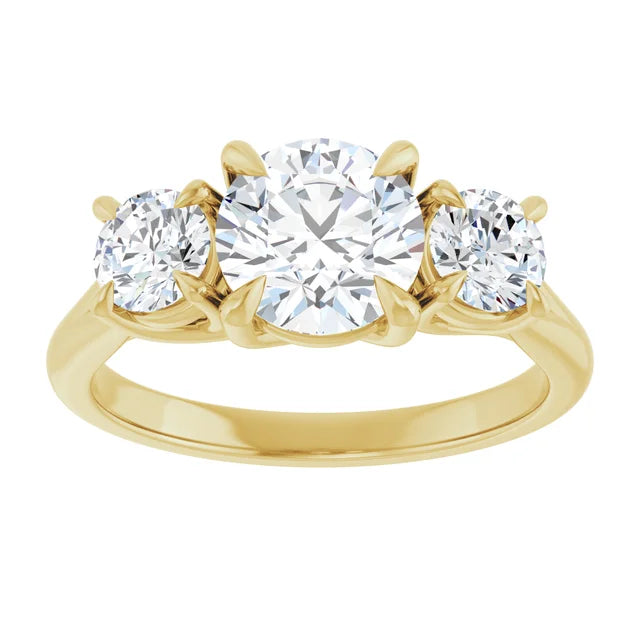 Round Brilliant Yellow Gold Accent Engagement Ring