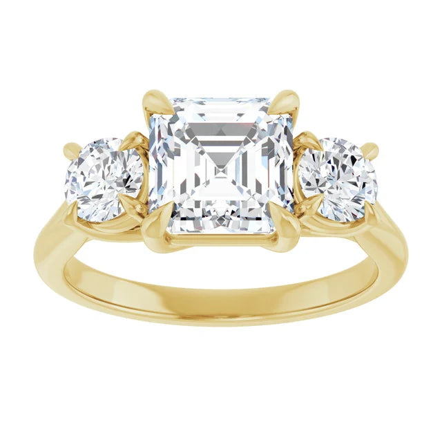 Asscher Yellow Gold Accent Engagement Ring
