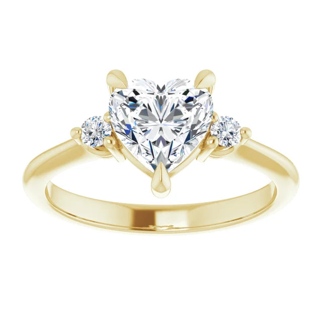 Heart Yellow Gold Accent Engagement Ring