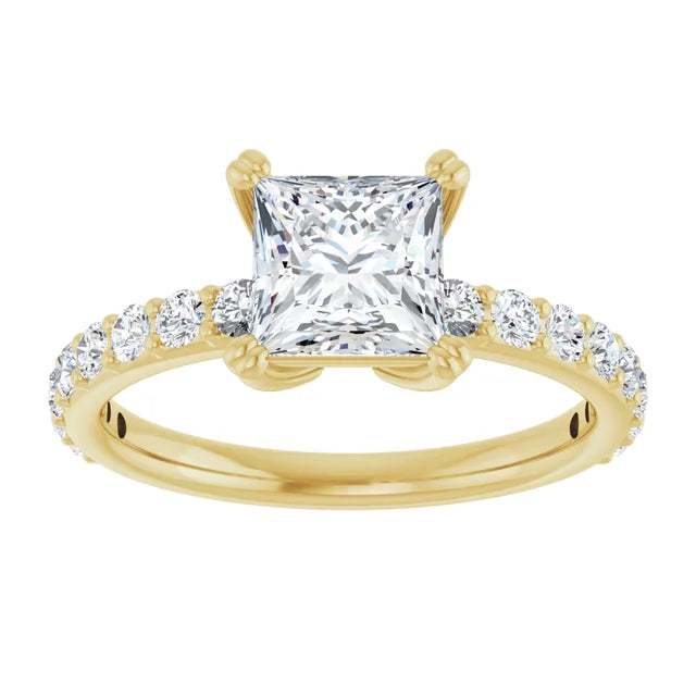 Princess Yellow Gold Claw Set Style Engagement Ring