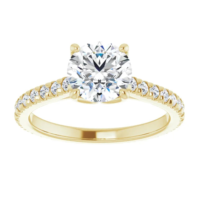 Round Brilliant Yellow Gold Claw Set Eternity Style Engagement Ring