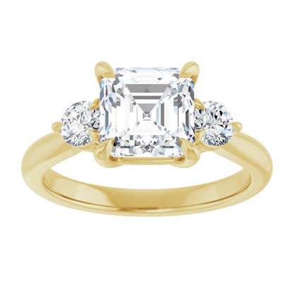 Asscher Yellow Gold Accent Engagement Ring