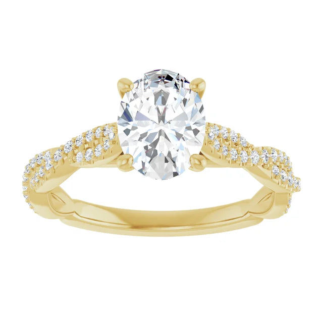 Oval Yellow Gold Twist Style Engagement Ring 