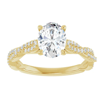 Oval Yellow Gold Twist Style Engagement Ring 