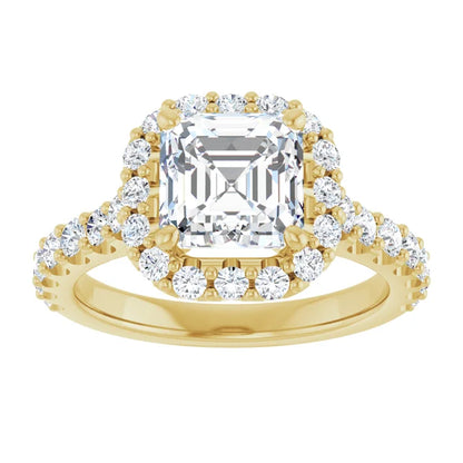 Asscher Halo Yellow Gold Style Engagement Ring