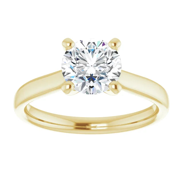 Four Claw Yellow Gold Round Brilliant Solitaire Engagement Ring