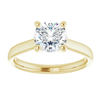 Four Claw Yellow Gold Round Brilliant Solitaire Engagement Ring