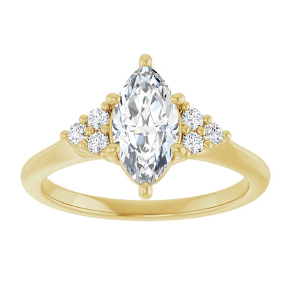 Marquise Yellow Gold Antique Inspired Design Engagement Ring