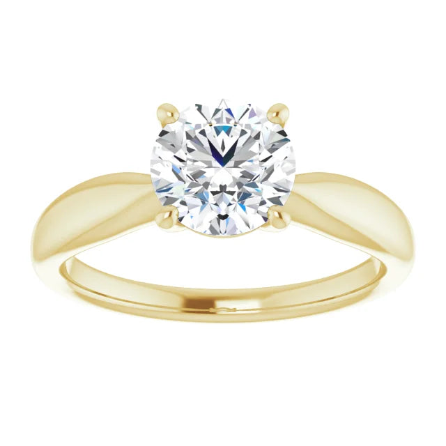 Round Brilliant Yellow Gold Knife Edge Solitaire Engagement Ring