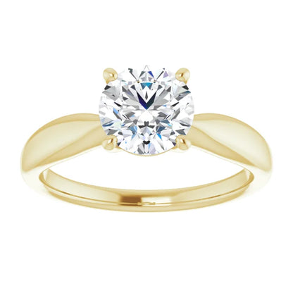 Round Brilliant Yellow Gold Knife Edge Solitaire Engagement Ring