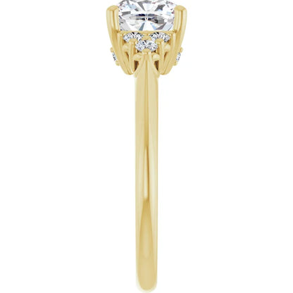 Cushion Yellow Gold Antique Inspired Design Engagement Ring