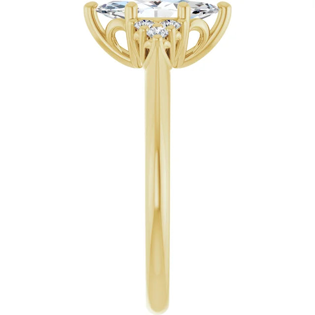 Marquise Yellow Gold Antique Inspired Design Engagement Ring