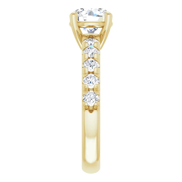 Round Brilliant Yellow Gold Four Claw Set Style Engagement Ring