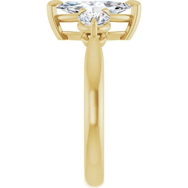 Marquise Yellow Gold Accent Engagement Ring