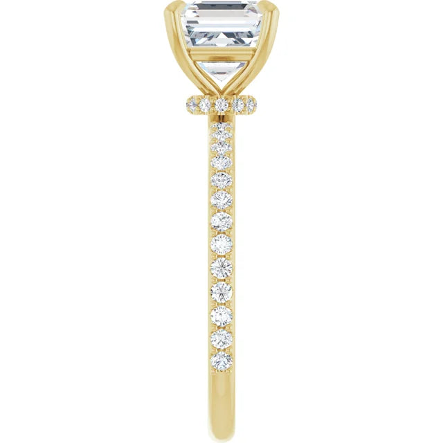 Asscher Yellow Gold Claw Set Style Engagement Ring 