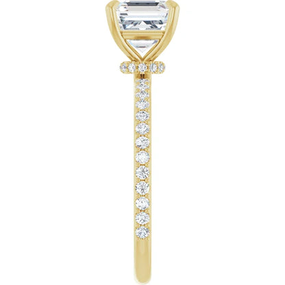 Asscher Yellow Gold Claw Set Style Engagement Ring 