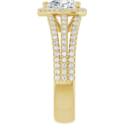 Heart Yellow Gold Halo Style Engagement Ring