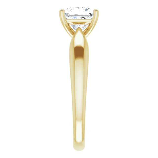 Princess Yellow Gold Knife Edge Solitaire Engagement Ring