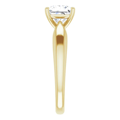 Princess Yellow Gold Knife Edge Solitaire Engagement Ring