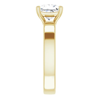 Princess Yellow Gold Wide Band Solitaire Engagement Ring