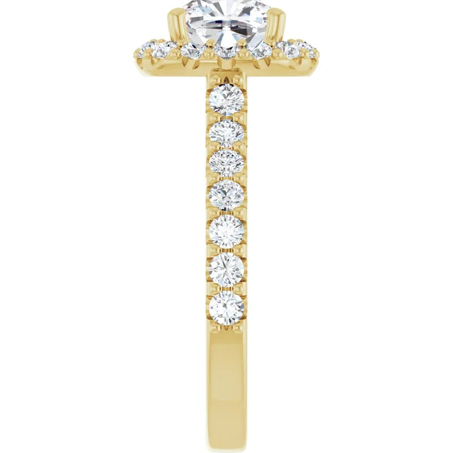 Cushion Halo Yellow Gold Style Engagement Ring