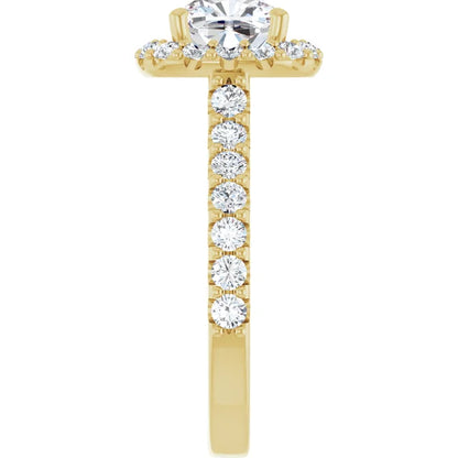 Cushion Halo Yellow Gold Style Engagement Ring