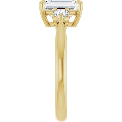 Emerald Yellow Gold Accent Engagement Ring