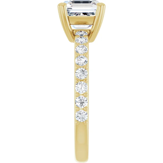 Asscher Yellow Gold Claw Set Style Engagement Ring