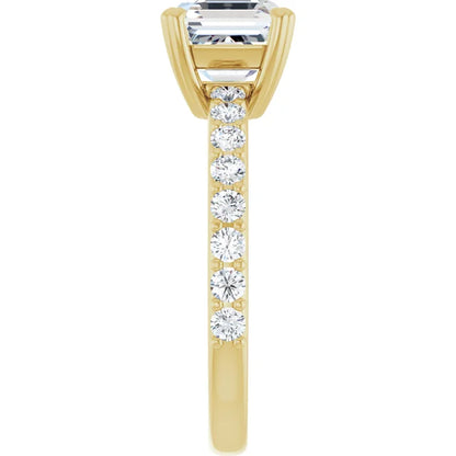 Asscher Yellow Gold Claw Set Style Engagement Ring