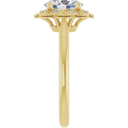 Oval Yellow Gold Antique Inspired Design Engagement Ring