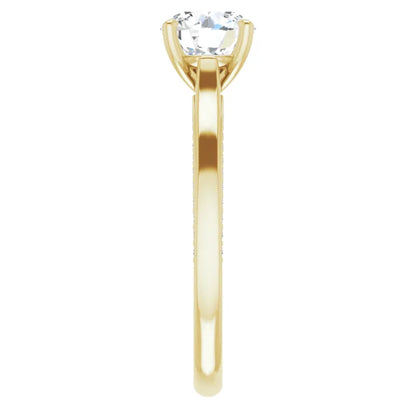 Round Brilliant Yellow Gold Solitaire & Hidden Diamond Band Engagement Ring