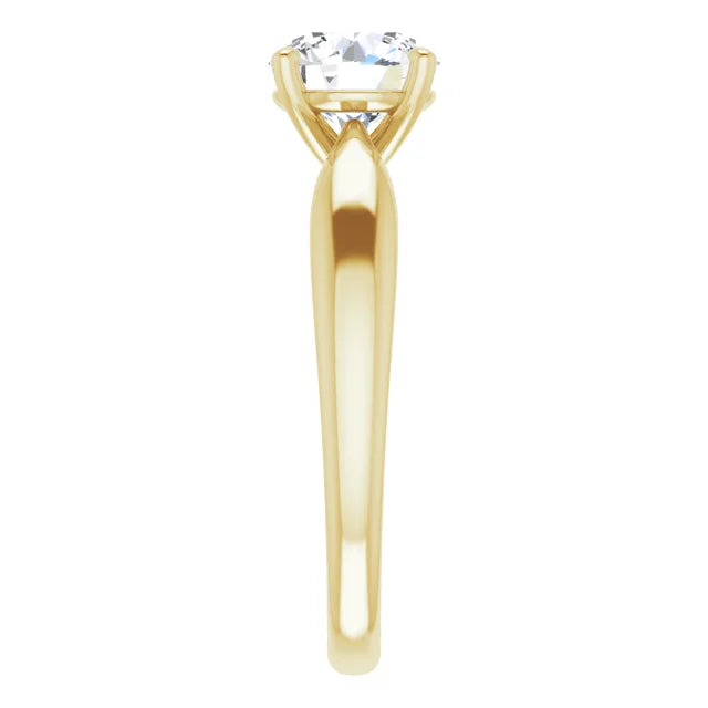 Round Brilliant Yellow Gold Knife Edge Solitaire Engagement Ring